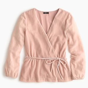 J Crew Velvet Pink Wrap Top, NWT Size 14